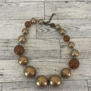 Furla Vintage Gold and Brown Beaded Necklace GUC